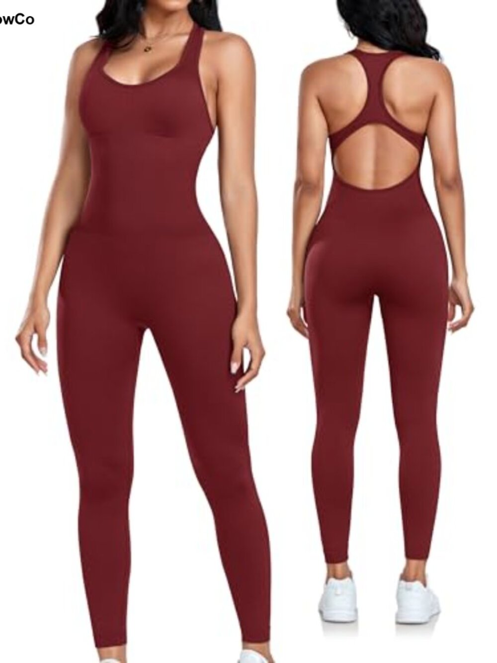 Seamless Racerback Tummy Control Jumpsuit Padded Workout